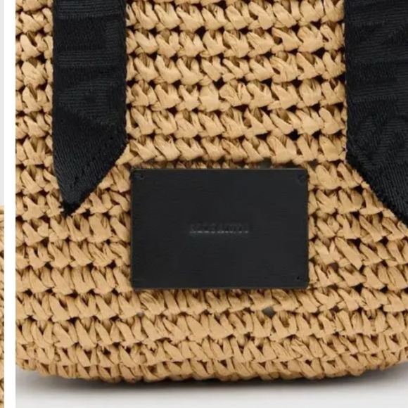 All Saints tote, raffia bag, mini, micro, summer tote, tan, almond - Picture 9 of 9